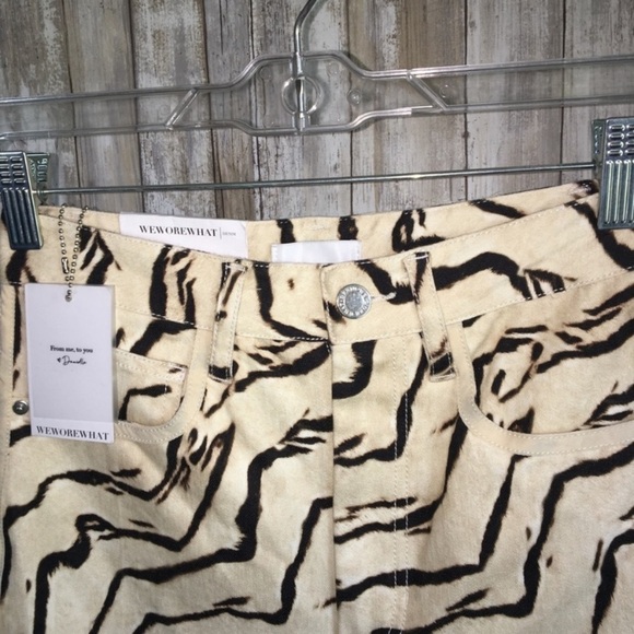 NWT WeWoreWhat Piped Stileto Slit Zebra Straight Leg - Picture 7 of 10